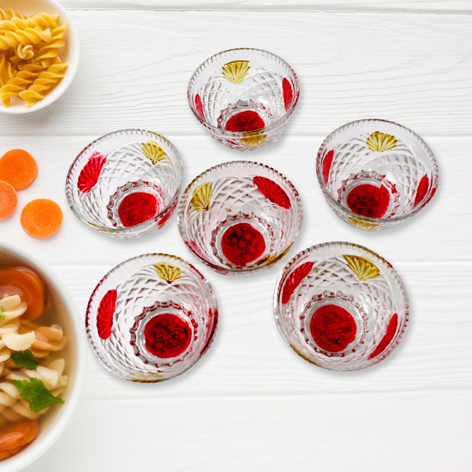 Rose glass Multipurpose Pudding / Dessert / Ice Cream Bowl Set for Home use, Home & Kitchen Serving Bowl for Sundae, Sweets, Snacks, Fruit, Pudding, Nuts or Dip, Serving Bowls 6 Medium & 1 Big Bowl (Set of 7 pc) Rose glass Multipurpose Pudding / Dessert / Ice Cream Bowl Set for Home use, Home & Kitchen Serving Bowl for Sundae, Sweets, Snacks, Fruit, Pudding, Nuts or Dip, Serving Bowls 6 Medium & 1 Big Bowl (Set of 7 pc)